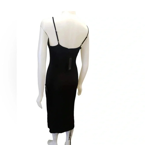 Lulu’s Sexy Black Midi Side Ruching  Dress Size Medium - Picture 5 of 12